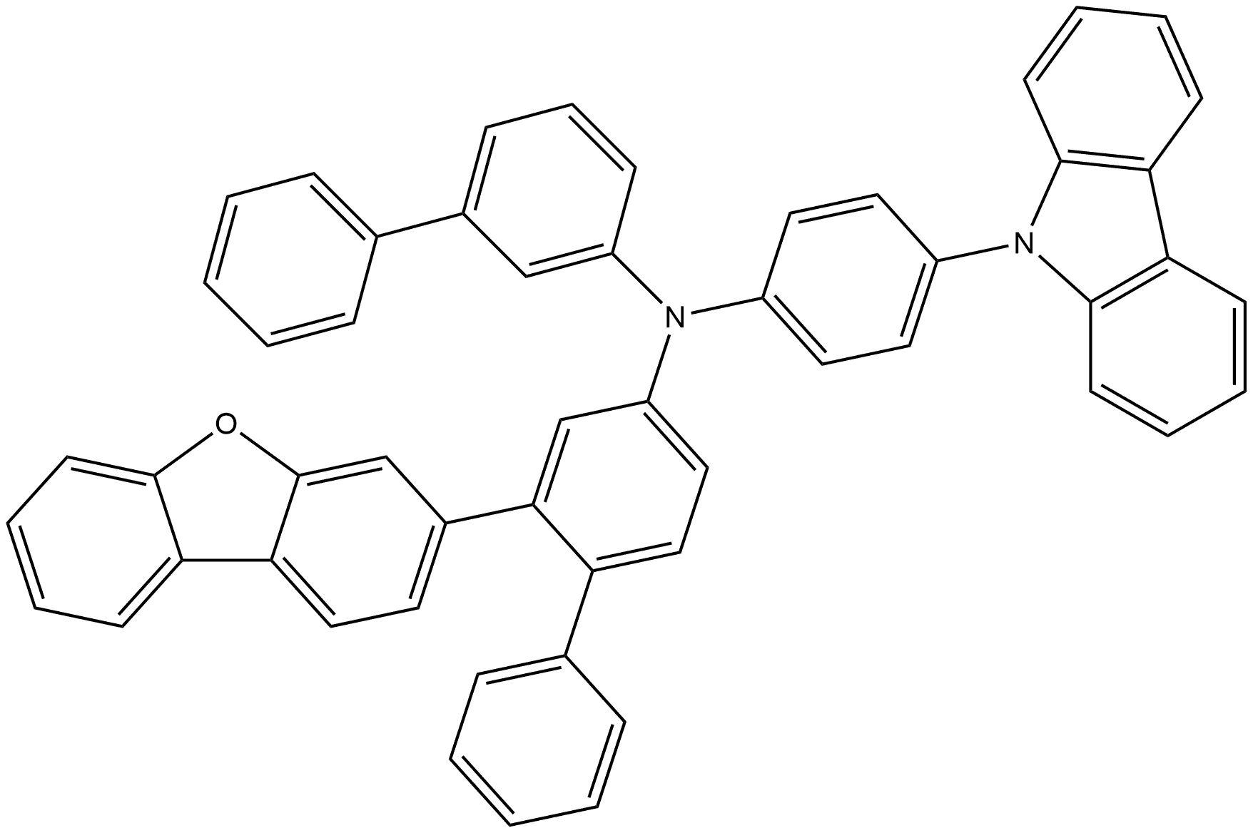 N-(4-(9H-carbazol-9-yl)phenyl)-N-(2-(dibenzo[b,d]furan-3-yl)-[1,1'-biphenyl]-4-yl)-[1,1'-biphenyl]-3-amine Struktur