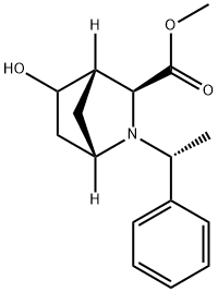 2-Azabicyclo[2.2.1]heptane-3-carboxylic acid, 5-hydroxy-2-[(1R)-1-phenylethyl]-, methyl ester, (1S,3S,4S)- Struktur