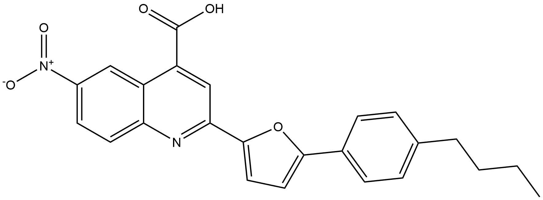 2-[5-(4-Butylphenyl)-2-furanyl]-6-nitro-4-quinolinecarboxylic acid Struktur