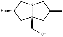 1H-Pyrrolizine-7a(5H)-methanol, 2-fluorotetrahydro-6-methylene-, (2S,7aR)- Struktur