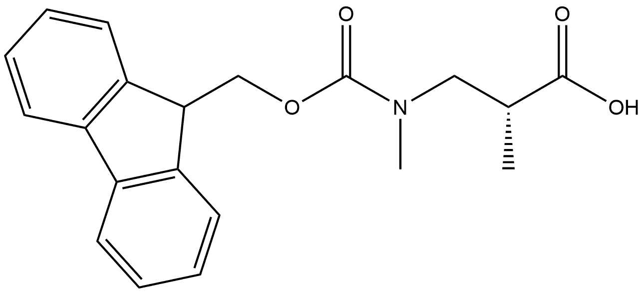 Propanoic acid, 3-[[(9H-fluoren-9-ylmethoxy)carbonyl]methylamino]-2-methyl-, (2R)- Struktur