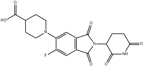 1-[2-(2,6-Dioxo-3-piperidinyl)-6-fluoro-2,3-dihydro-1,3-dioxo-1H-isoindol-5-yl]-4-piperidinecarboxylic acid Struktur