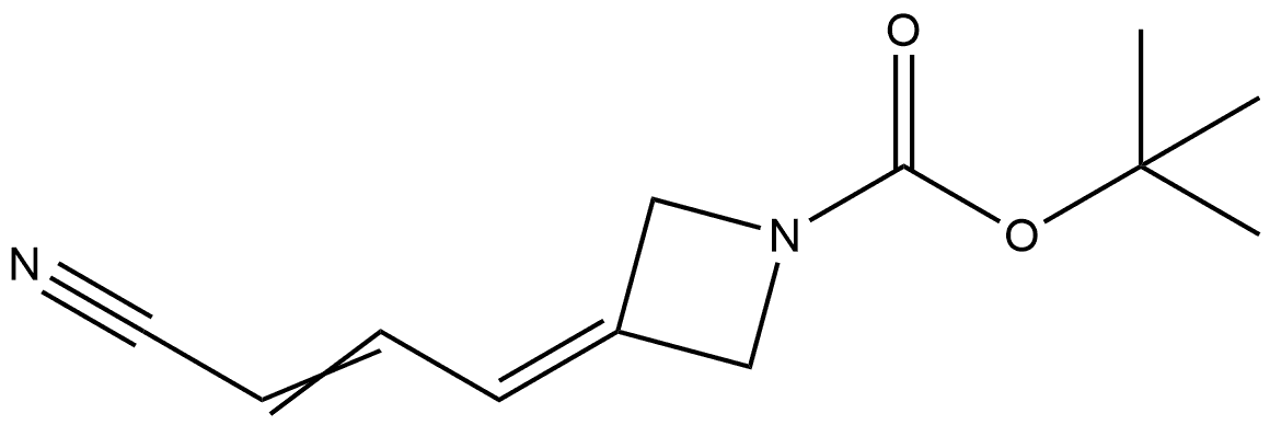 tert-butyl 3-(3-cyanoprop-2-enylidene)azetidine-1-carboxylate Struktur