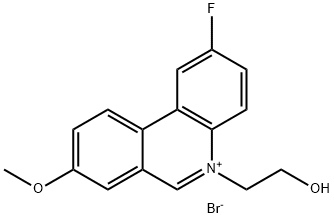 Phenanthridinium, 2-fluoro-5-(2-hydroxyethyl)-8-methoxy-, bromide (1:1) Struktur