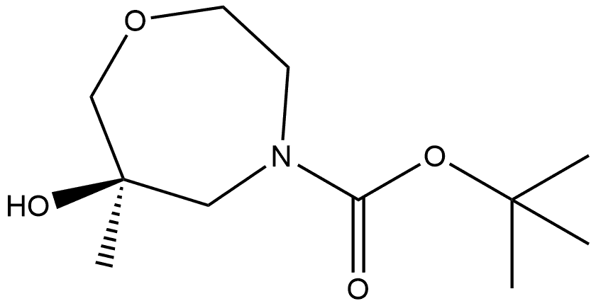 1,4-Oxazepine-4(5H)-carboxylic acid, tetrahydro-6-hydroxy-6-methyl-, 1,1-dimethylethyl ester, (6R)- Struktur