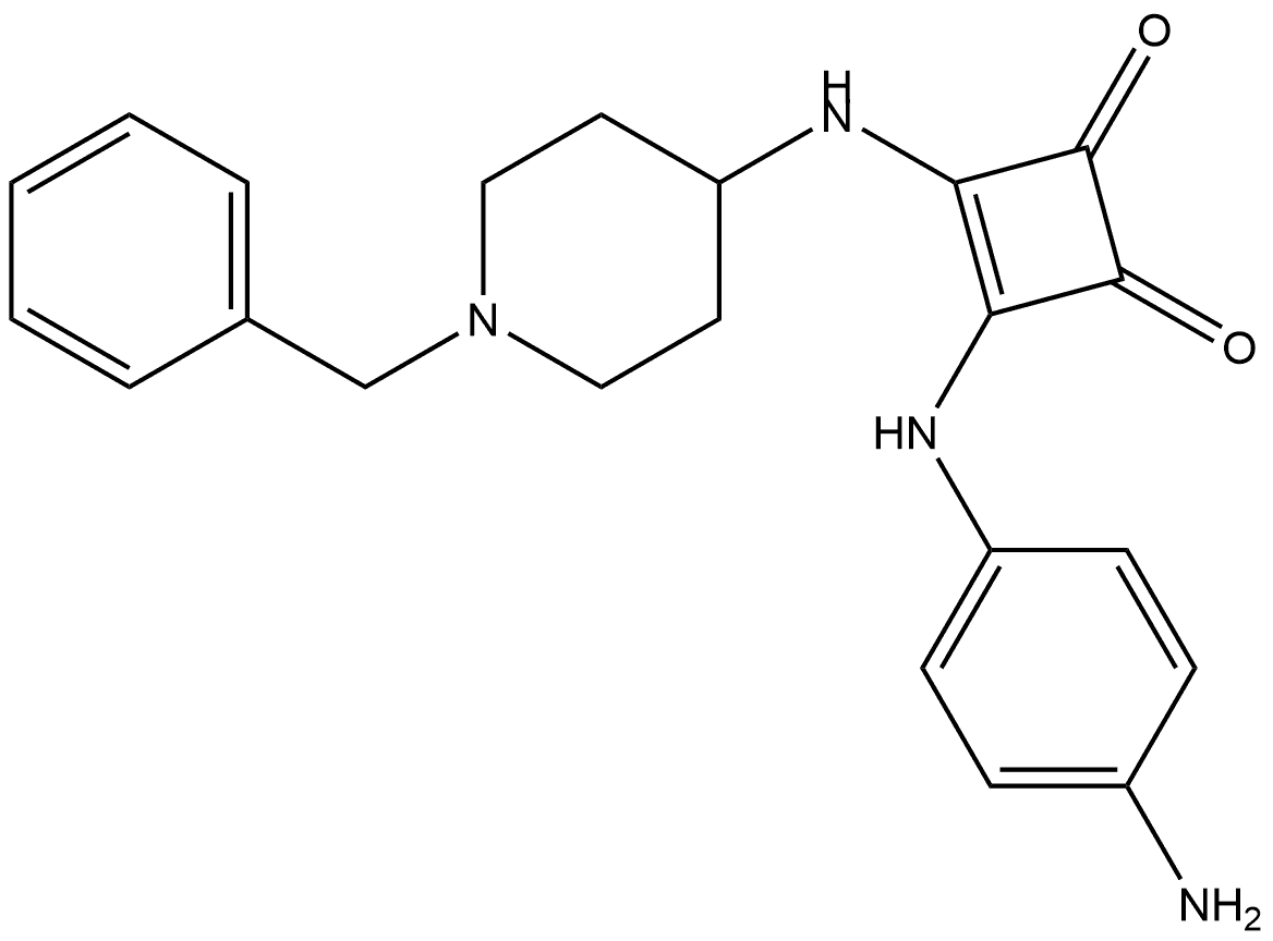 3-Cyclobutene-1,2-dione, 3-[(4-aminophenyl)amino]-4-[[1-(phenylmethyl)-4-piperidinyl]amino]- Struktur