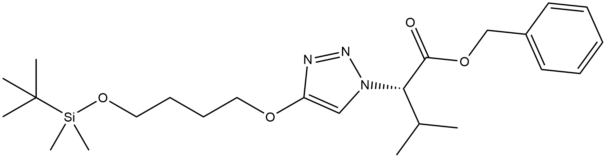 benzyl (S)-2-(4-(4-((tert-butyldimethylsilyl)oxy)butoxy)-1H-1,2,3-triazol-1-yl)-3-methylbutanoate Struktur