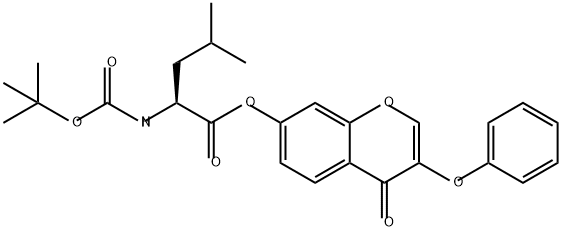 L-Leucine, N-[(1,1-dimethylethoxy)carbonyl]-, 4-oxo-3-phenoxy-4H-1-benzopyran-7-yl ester Struktur