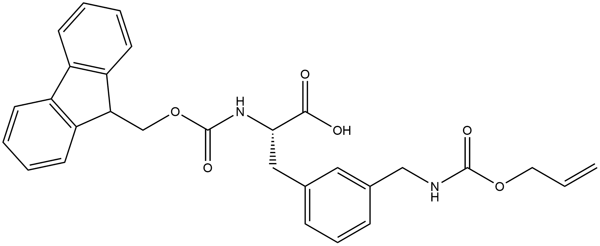 L-Phenylalanine, N-[(9H-fluoren-9-ylmethoxy)carbonyl]-3-[[[(2-propen-1-yloxy)carbonyl]amino]methyl]- Struktur