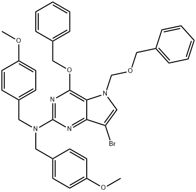 5H-Pyrrolo3,2-dpyrimidin-2-amine, 7-bromo-N,N-bis(4-methoxyphenyl)methyl-4-(phenylmethoxy)-5-(phenylmethoxy)methyl- Struktur