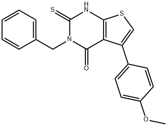 3-benzyl-5-(4-methoxyphenyl)-2-sulfanylidene-1H-thieno[2,3-d]pyrimidin-4-one Struktur