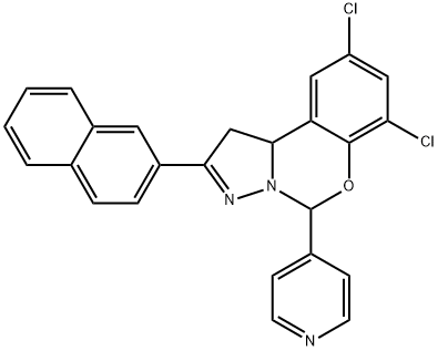 10,12-dichloro-4-(naphthalen-2-yl)-7-(pyridin-4-yl)-8-oxa-5,6-diazatricyclo[7.4.0.0^{2,6}]trideca-1(9),4,10,12-tetraene Struktur