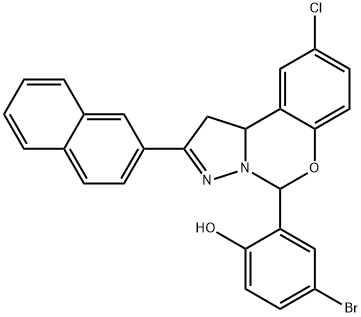 4-bromo-2-[12-chloro-4-(naphthalen-2-yl)-8-oxa-5,6-diazatricyclo[7.4.0.0^{2,6}]trideca-1(9),4,10,12-tetraen-7-yl]phenol Struktur