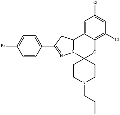 4'-(4-bromophenyl)-10',12'-dichloro-1-propyl-8'-oxa-5',6'-diazaspiro[piperidine-4,7'-tricyclo[7.4.0.0^{2,6}]tridecane]-1'(9'),4',10',12'-tetraene Struktur