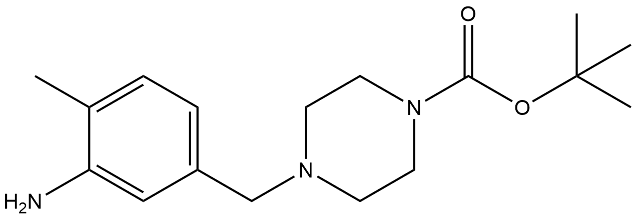 1-Piperazinecarboxylic acid, 4-[(3-amino-4-methylphenyl)methyl]-, 1,1-dimethylethyl ester Struktur