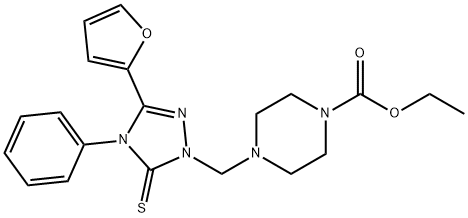 ethyl 4-[[3-(furan-2-yl)-4-phenyl-5-sulfanylidene-1,2,4-triazol-1-yl]methyl]piperazine-1-carboxylate Struktur