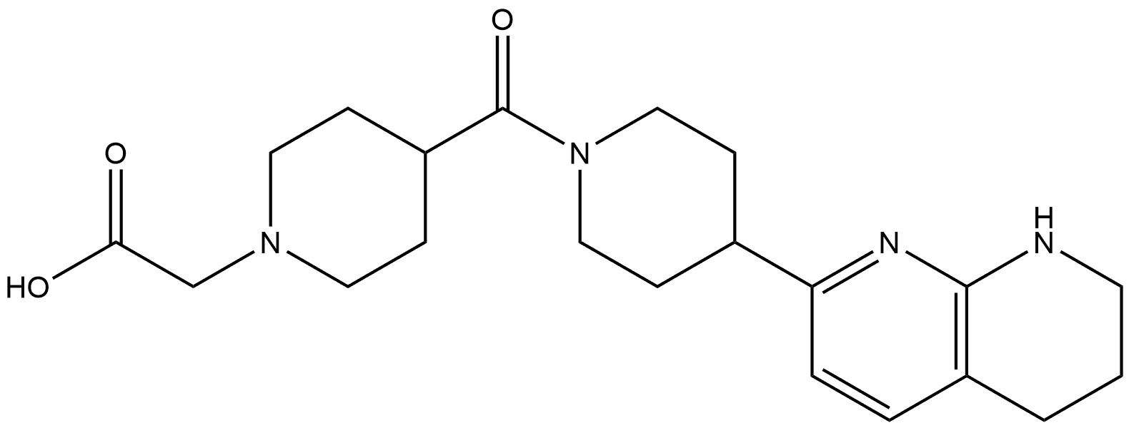 4-[[4-(5,6,7,8-Tetrahydro-1,8-naphthyridin-2-yl)-1-piperidinyl]carbonyl]-1-piperidineacetic acid Struktur