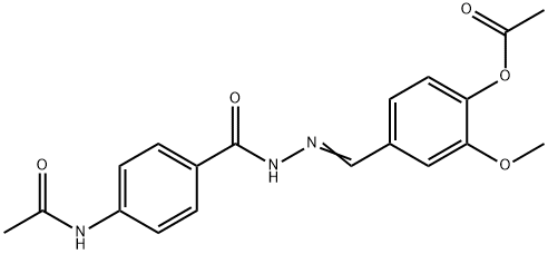 4-{2-[4-(acetylamino)benzoyl]carbonohydrazonoyl}-2-methoxyphenyl acetate Struktur