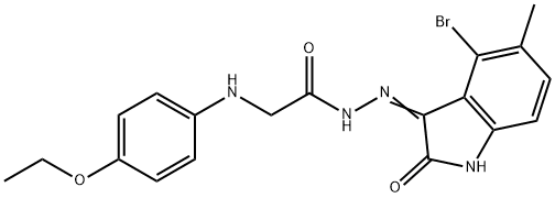 N'-(4-bromo-5-methyl-2-oxo-1,2-dihydro-3H-indol-3-ylidene)-2-[(4-ethoxyphenyl)amino]acetohydrazide (non-preferred name) Struktur