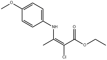 2-Butenoic acid, 2-chloro-3-[(4-methoxyphenyl)amino]-, ethyl ester, (E)- (9CI) Struktur