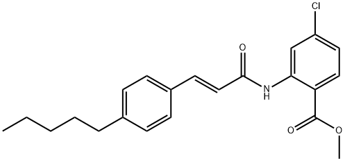 Benzoic acid, 4-chloro-2-[[(2E)-1-oxo-3-(4-pentylphenyl)-2-propen-1-yl]amino]-, methyl ester Struktur