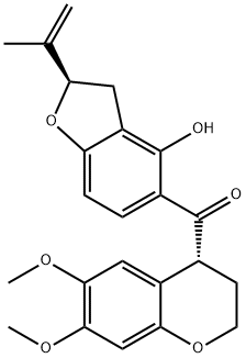 Methanone, [(4R)-3,4-dihydro-6,7-dimethoxy-2H-1-benzopyran-4-yl][(2R)-2,3-dihydro-4-hydroxy-2-(1-methylethenyl)-5-benzofuranyl]- Struktur