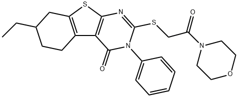 7-ethyl-2-(2-morpholin-4-yl-2-oxoethyl)sulfanyl-3-phenyl-5,6,7,8-tetrahydro-[1]benzothiolo[2,3-d]pyrimidin-4-one Struktur