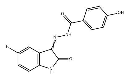 Benzoic acid, 4-hydroxy-, 2-(5-fluoro-1,2-dihydro-2-oxo-3H-indol-3-ylidene)hydrazide Struktur