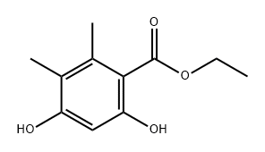 Benzoic acid, 4,6-dihydroxy-2,3-dimethyl-, ethyl ester Struktur