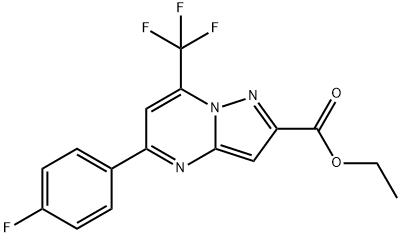 Pyrazolo[1,5-a]pyrimidine-2-carboxylic acid, 5-(4-fluorophenyl)-7-(trifluoromethyl)-, ethyl ester Struktur