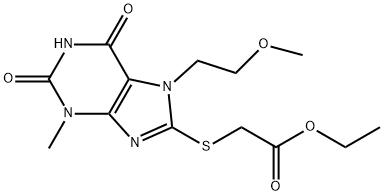 Ethyl {[7-(2-methoxyethyl)-3-methyl-2,6-dioxo-2,3,6,7-tetrahydro-1H-purin-8-yl]thio}acetate Struktur