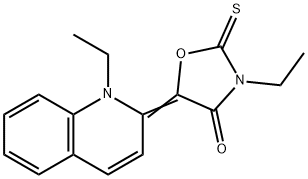 4-Oxazolidinone, 3-ethyl-5-(1-ethyl-2(1H)-quinolinylidene)-2-thioxo- Struktur