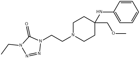 5H-Tetrazol-5-one, 1-ethyl-1,4-dihydro-4-[2-[4-(methoxymethyl)-4-(phenylamino)-1-piperidinyl]ethyl]- Struktur