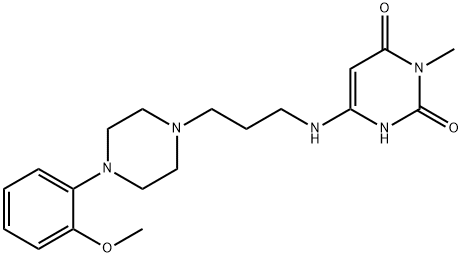 2,4(1H,3H)-Pyrimidinedione, 6-[[3-[4-(2-methoxyphenyl)-1-piperazinyl]propyl]amino]-3-methyl- Struktur