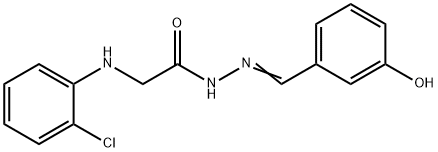 2-[(2-chlorophenyl)amino]-N'-[(E)-(3-hydroxyphenyl)methylidene]acetohydrazide (non-preferred name) Struktur