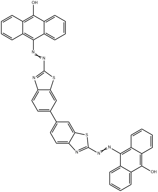 6,6'-bis{2-[(10-hydroxy-9-anthryl)diazenyl]-1,3-benzothiazole} Struktur