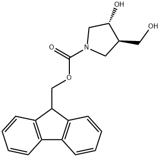 1-Pyrrolidinecarboxylic acid, 3-hydroxy-4-(hydroxymethyl)-, 9H-fluoren-9-ylmethyl ester, (3R,4R)- Struktur