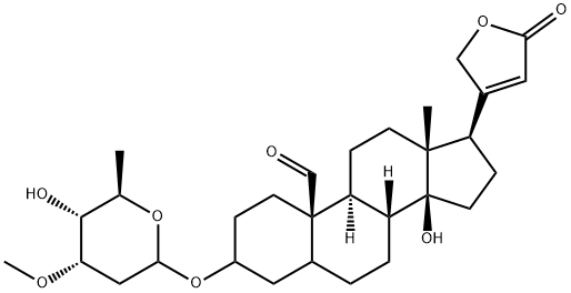 3β-[(3-O-Methyl-2,6-dideoxy-D-ribo-hexopyranosyl)oxy]-14-hydroxy-19-oxo-5β-card-20(22)-enolide Struktur