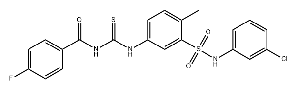 Benzamide, N-[[[3-[[(3-chlorophenyl)amino]sulfonyl]-4-methylphenyl]amino]thioxomethyl]-4-fluoro- Struktur