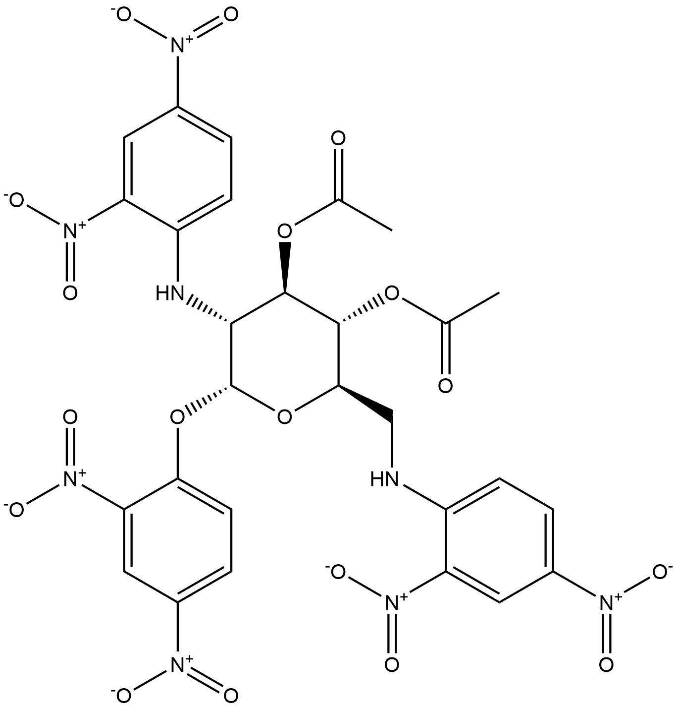 α-D-Glucopyranoside, 2,4-dinitrophenyl 2,6-dideoxy-2,6-bis[(2,4-dinitrophenyl)amino]-, 3,4-diacetate Struktur