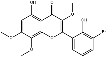 4H-1-Benzopyran-4-one, 2-(3-bromo-2-hydroxyphenyl)-5-hydroxy-3,7,8-trimethoxy- Struktur