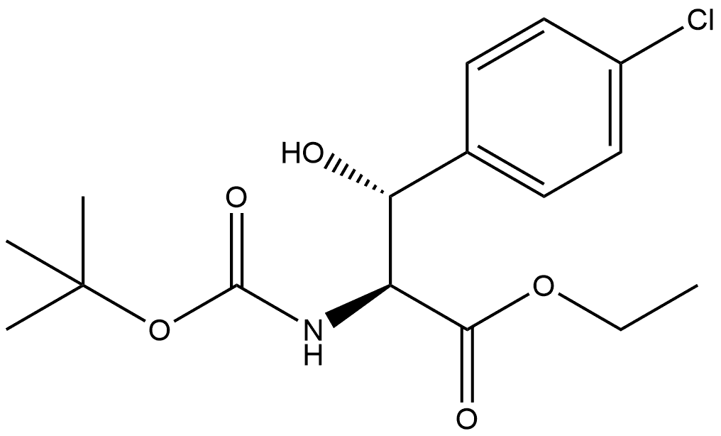 L-Phenylalanine, 4-chloro-N-[(1,1-dimethylethoxy)carbonyl]-β-hydroxy-, ethyl ester, (βR)- Struktur