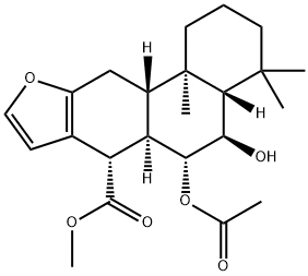 Methyl 7alpha-acetoxy-6beta-hydroxyvouacapan-17beta-oate Struktur