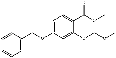 Benzoic acid, 2-(methoxymethoxy)-4-(phenylmethoxy)-, methyl ester Struktur