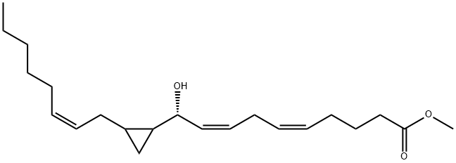 5,8-Decadienoic acid, 10-hydroxy-10-[2-(2Z)-2-octen-1-ylcyclopropyl]-, methyl ester, (5Z,8Z,10R)- Struktur