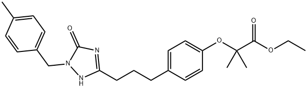 Propanoic acid, 2-[4-[3-[2,5-dihydro-1-[(4-methylphenyl)methyl]-5-oxo-1H-1,2,4-triazol-3-yl]propyl]phenoxy]-2-methyl-, ethyl ester Struktur