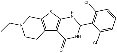 2-(2,6-dichlorophenyl)-7-ethyl-1,2,3,5,6,8-hexahydropyrido[2,3]thieno[2,4-d]pyrimidin-4-one Struktur