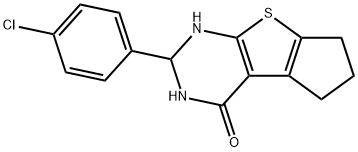 3-(4-chlorophenyl)-2,3,4,6,7,8-hexahydrocyclopenta[2,3]thieno[2,4-d]pyrimidin-1-one Struktur