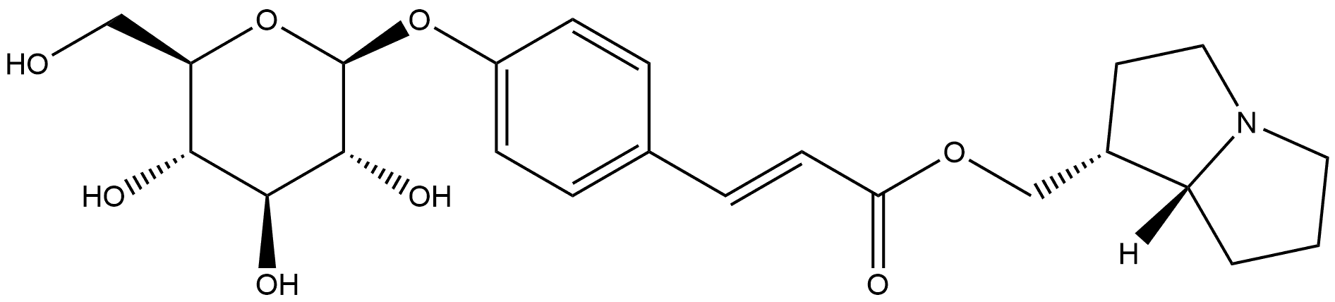 2-Propenoic acid, 3-[4-(β-D-glucopyranosyloxy)phenyl]-, [(1R,7aR)-hexahydro-1H-pyrrolizin-1-yl]methyl ester, (2E)- Struktur