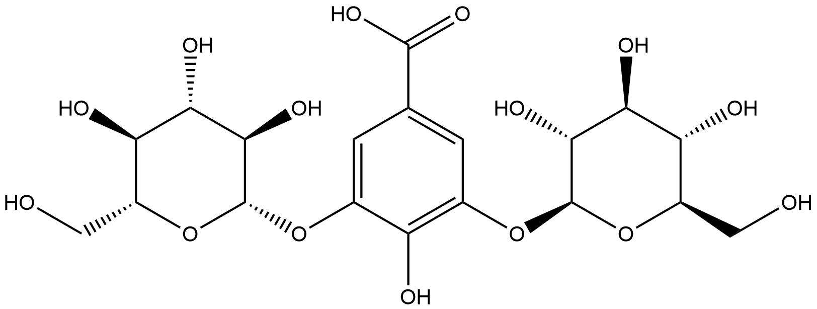 Benzoic acid, 3,5-bis(β-D-glucopyranosyloxy)-4-hydroxy- Struktur